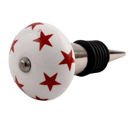 Red Star Ceramic Wine Stopper